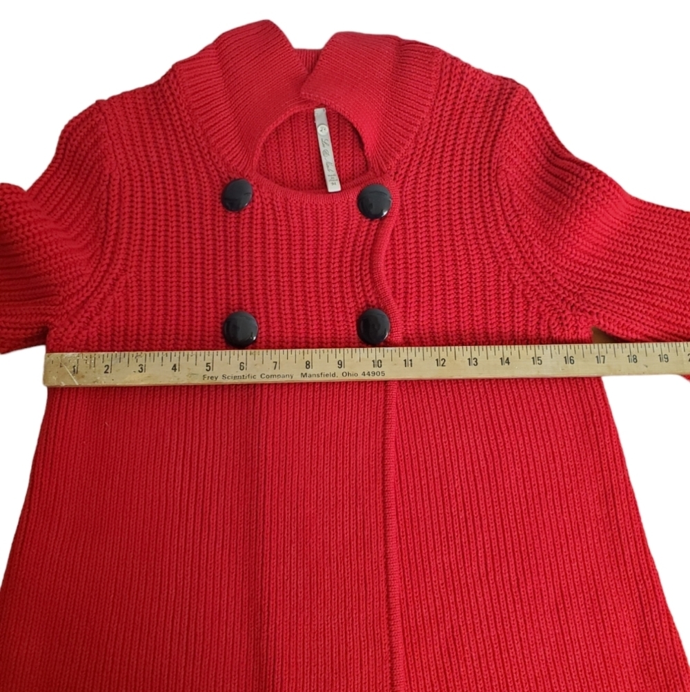 Women's Leo & Nicole Cotton knit cardigan. Red. MED - Picture 10 of 12